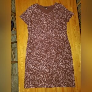Duluth Trading Co Pink Sheath Dress Short Sleeve Crew Neck